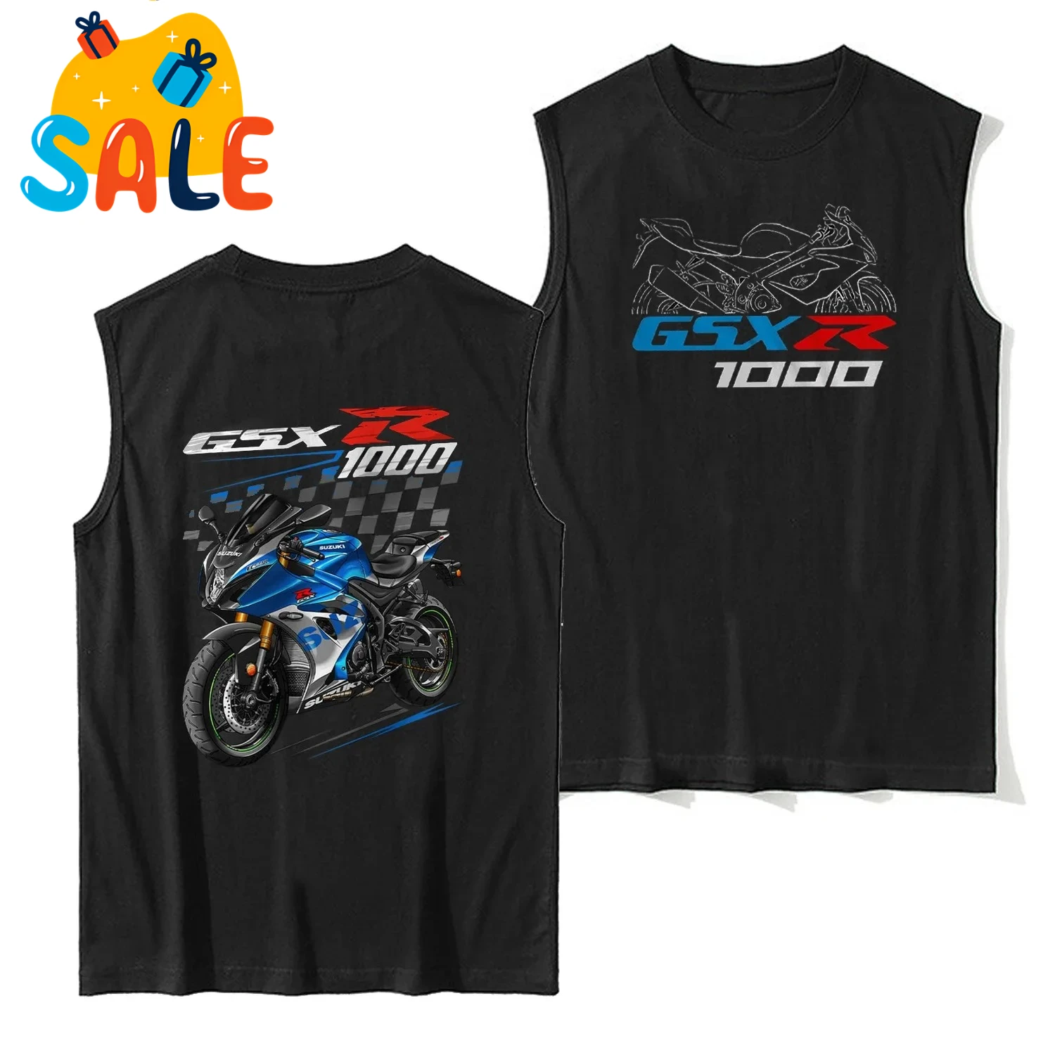 

Модели 2021-2024 года, Япония GSX-R 1000, мотоциклетная майка, 100% хлопок, с круглым вырезом, летние повседневные мужские жилеты, футболка без рукавов, уличная одежда для гонщиков