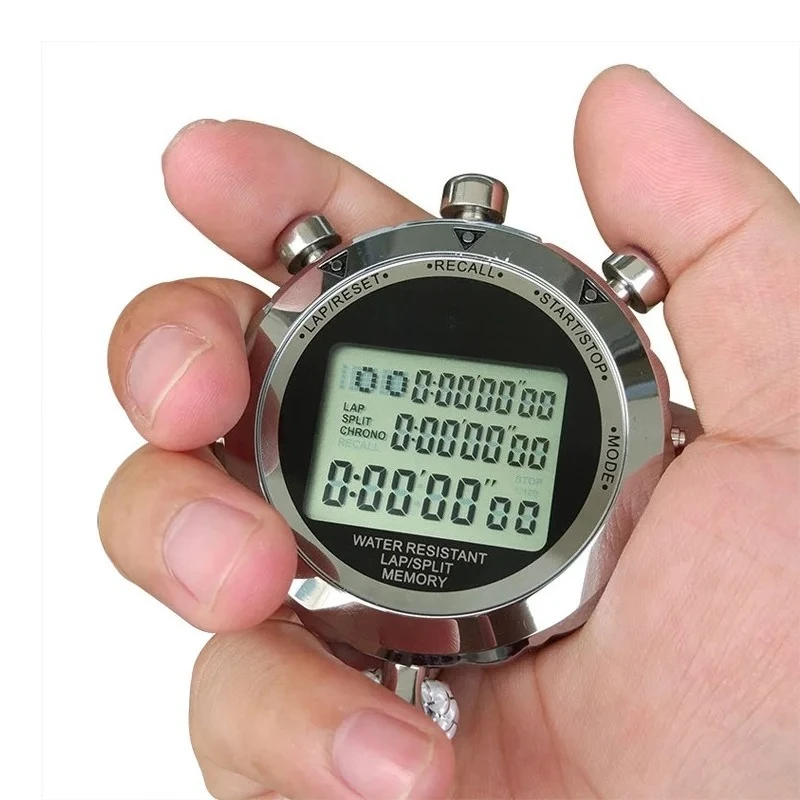 PS-538 Stopwatch Timing Sports Classic Multi-function Metal Timer Digital Display Dwaterproof Electronic Chronograph