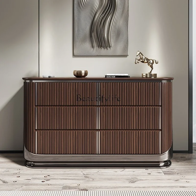 

yj7 yj7 *Italian light luxury chest, solid wood bedroom cabinet, bedside cabinet, black walnut living room