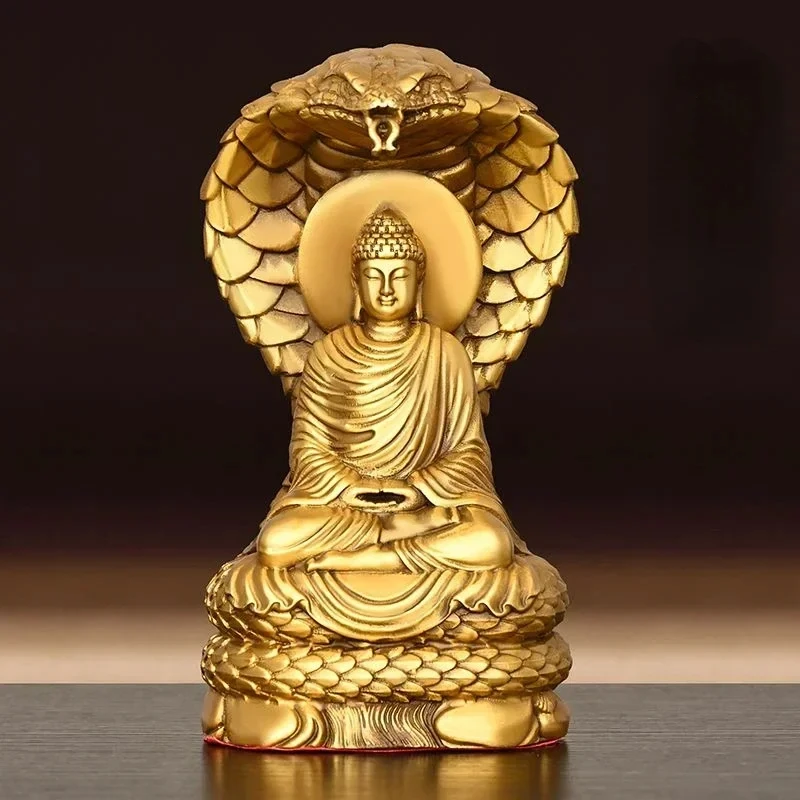Feng Shui Copper Shakyamuni Home Buddhist Hall Crafts Statue Home Living Bedroom Sculptures