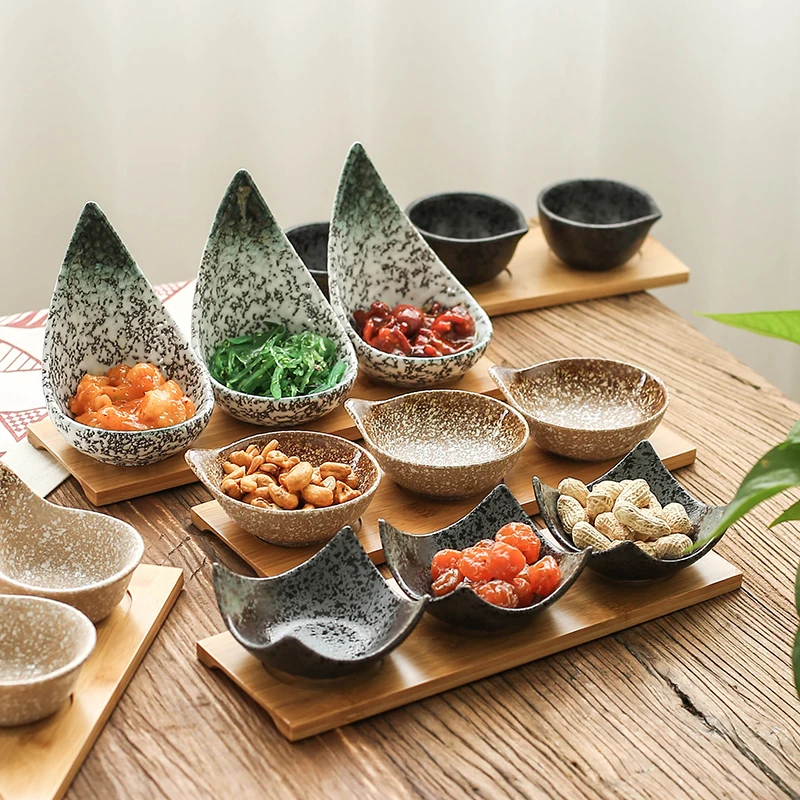 Japan Style Hot Pot Tableware Snacks Plates with Bamboo Trays Sushi Cold Dishes Sauce Seasoning Dishes Special Offer