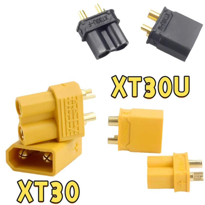 5 Pairs XT30 XT-30U Yellow Black Male Female Bullet Connectors Plugs For RC Multi Axis Aircraft Fixed Wing Lipo Battery ESC