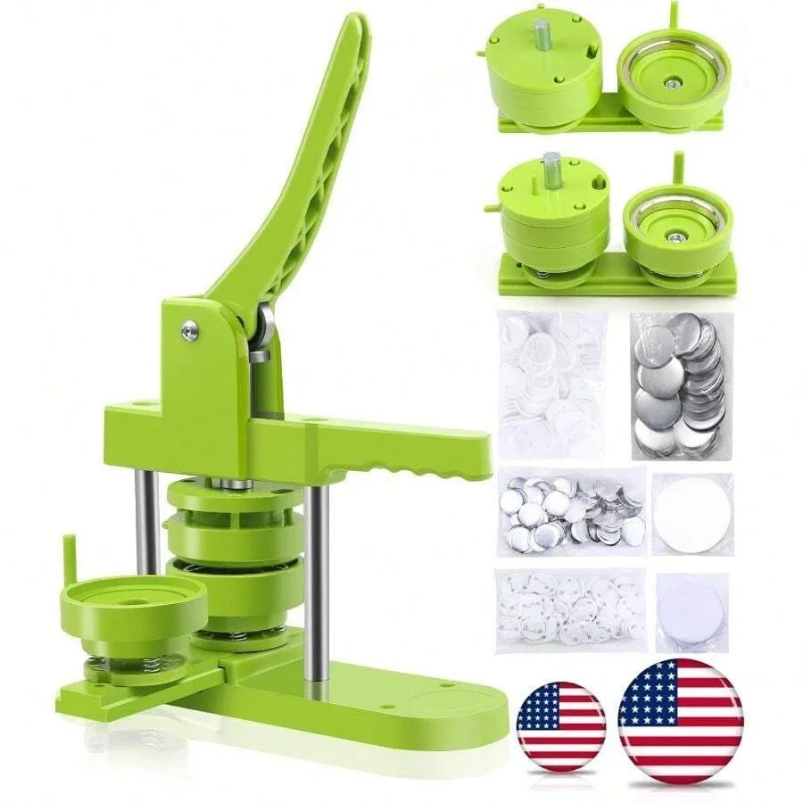 

Button Maker Multiple Sizes Pin Maker 2.25 Inch+3 Inch Interchangeable Button-Models Badge Button Press With 200 Sets 58mm+75mm
