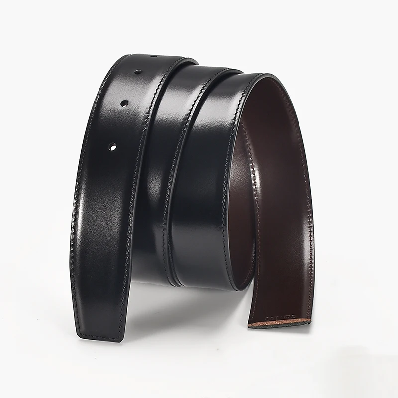 

Men's leather belt with hairless pin buckle, smooth buckle, single piece cowhide, fashionable matching shoes