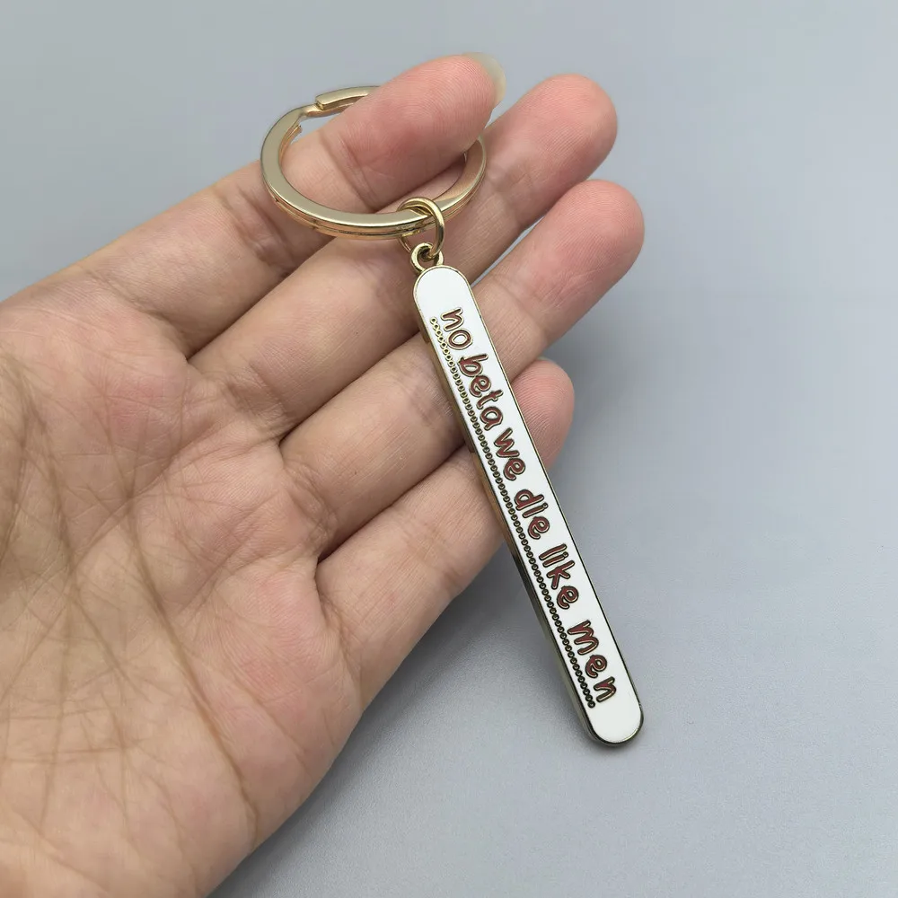 Rectangle Bar Metal Keychain Engraved Slogan Key Ring Inspirational Text Pendant Key Holder Bag Accessory Fashion Jewelry Gift