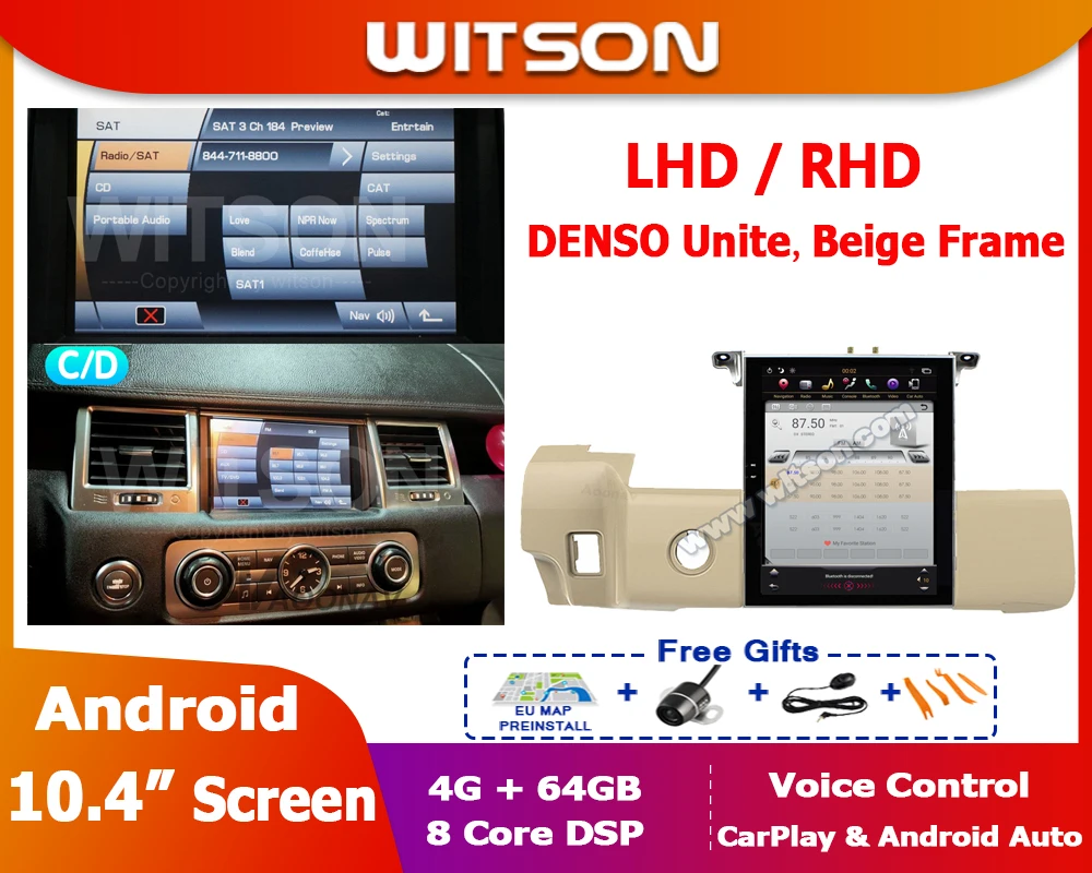 WITSON 10.4'' Android Car Stereo 8 Core 4G 64GB Multimedia Player BOSE DENSO LHD / RHD For Land Rover Range Sport 2004-2013