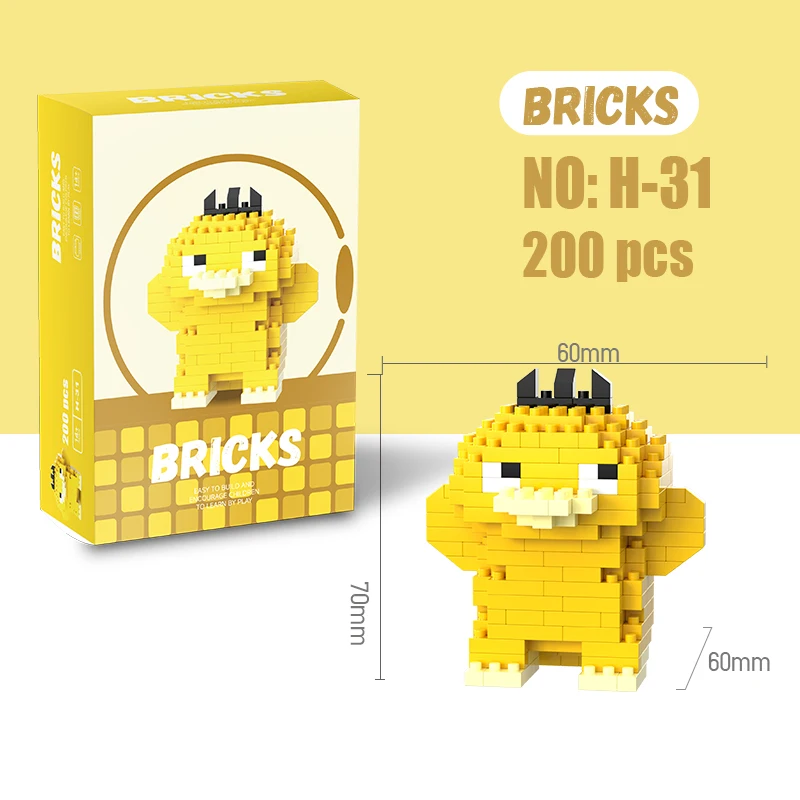 Gengar Spielzeug-Bausteine Pokémon Action Cartoon-Charakter Pikachu Bulbasaur Charmander Modell für Kinder Geburtstagsgeschenke