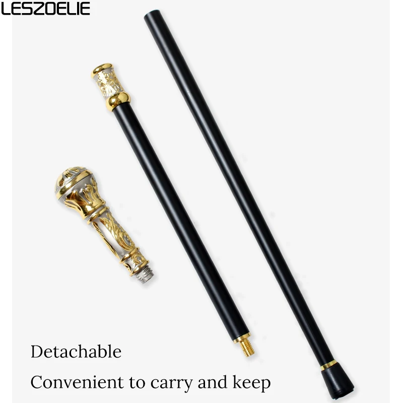 Tongkat Jalan Mewah 5 Warna 92cm Emas Perak Elegan Vintage Dapat Dilepas untuk Pria dan Wanita Aksesori Pesta Modis