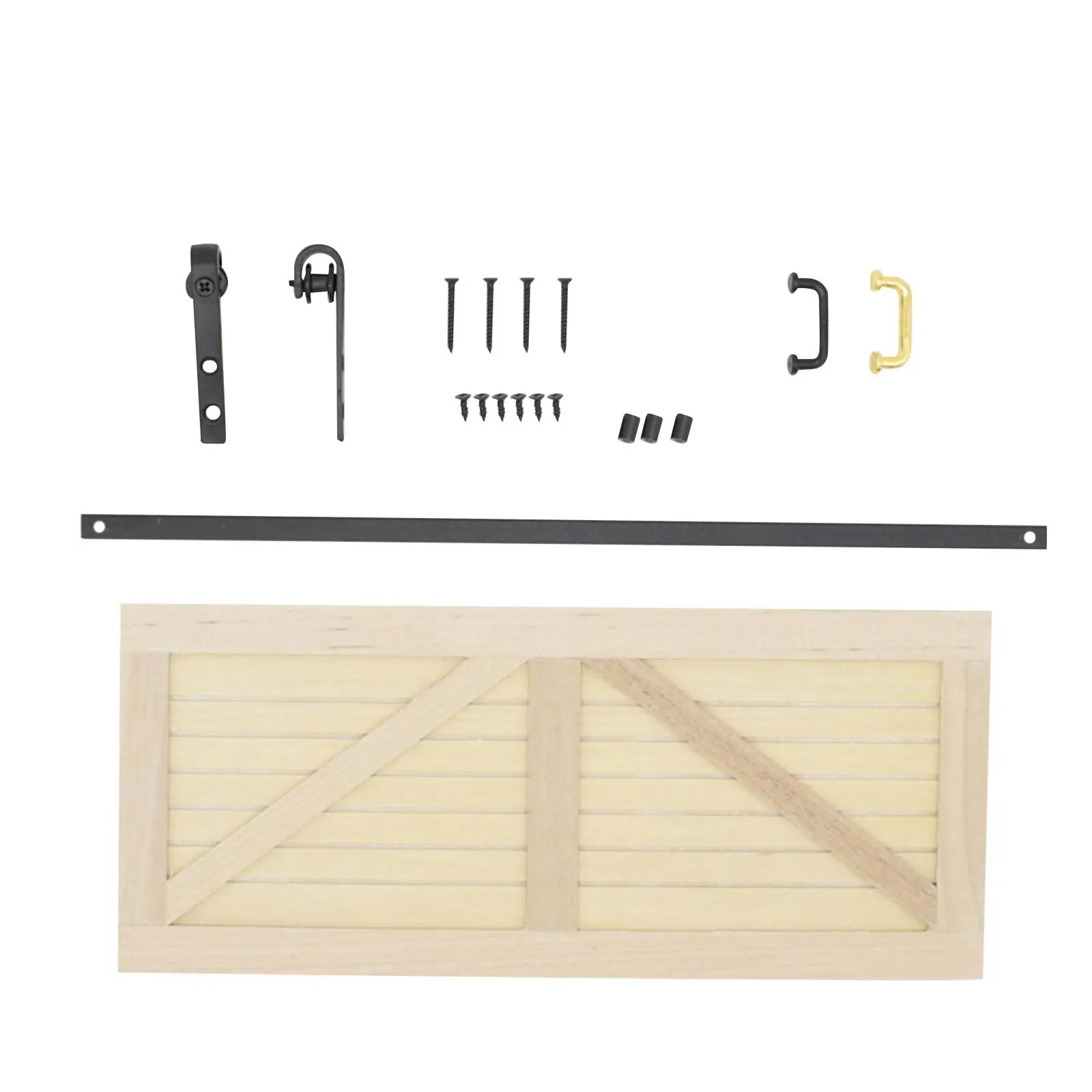 Dollhouse Miniature Doors 1 12 Scale Wooden Sliding Barn Door Model for Life Scene Props DIY Ornaments Kit