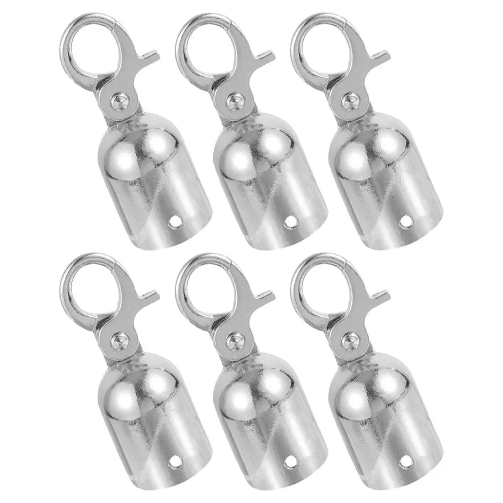 6Pcs Cord Stopper Rope End Cap Zinc Alloy Hook for Stanchions Crowd Control Guardrail Rope Fittings Cord Locks