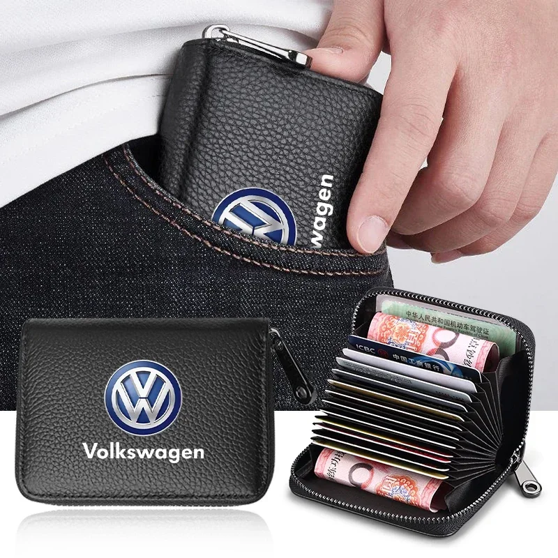 Car  For Volkswagen VW Leather Men Car Driver's License, ID Card, Bank Card Wallet Car Styling For Volkswagen Golf-5 6 7 Bora MK