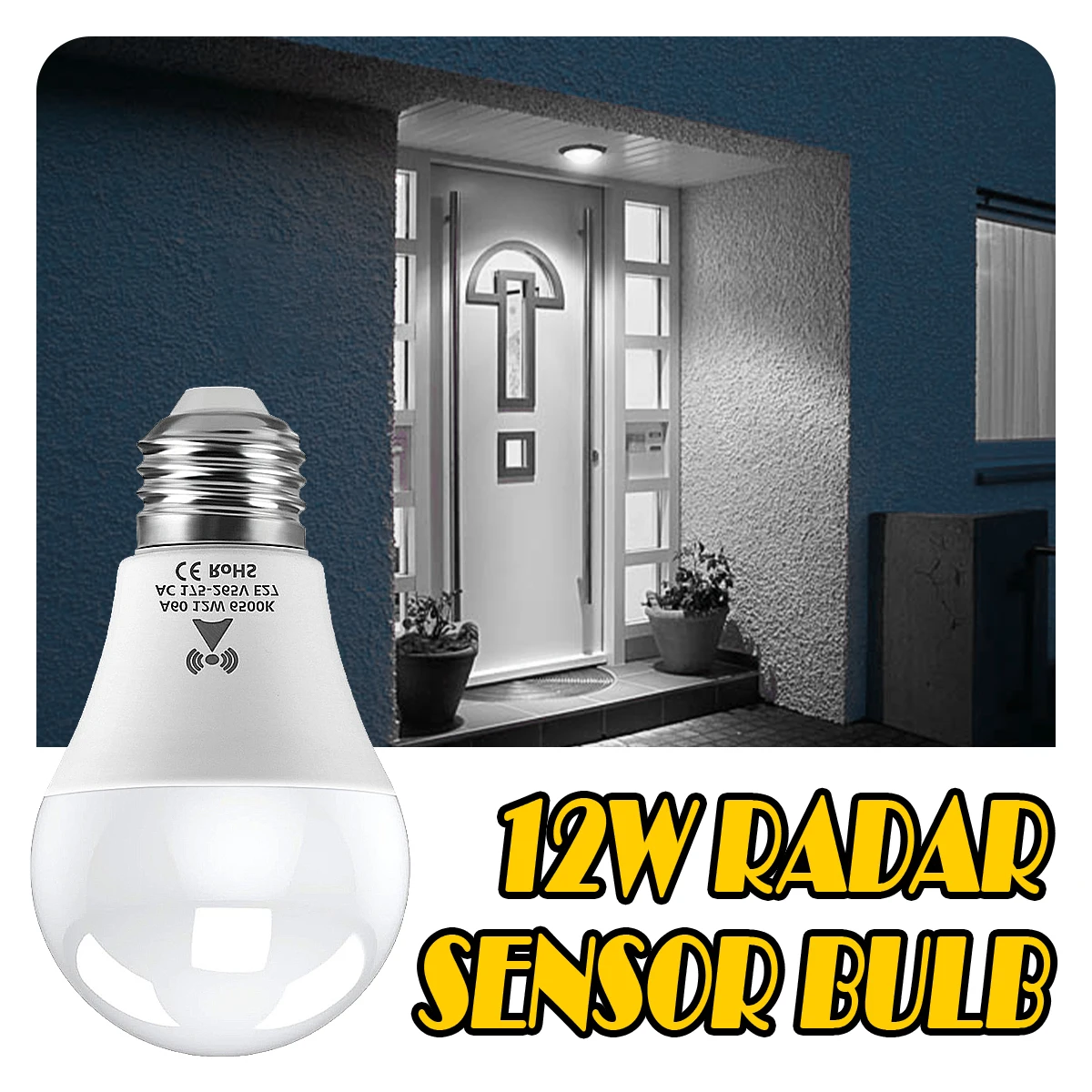 Microwave Radar Induction 12W LED Light Bulb With Motion Sensor LED Lamp E27 220V Cool White 6500K Bulbs For Home Workshop