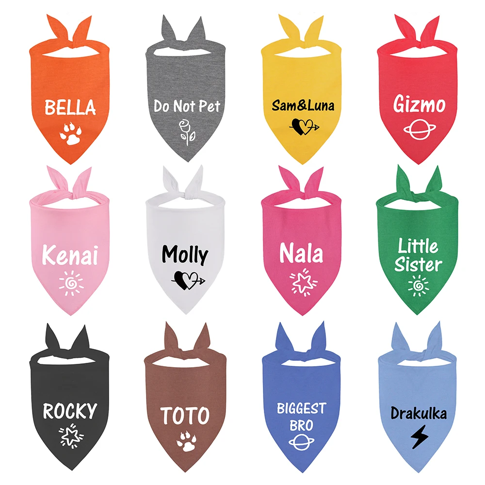 Custom Name ID Pet Bandanas for Dog Cat Triangular Bib Scarf Collar Pet Items Wonderful Accessories