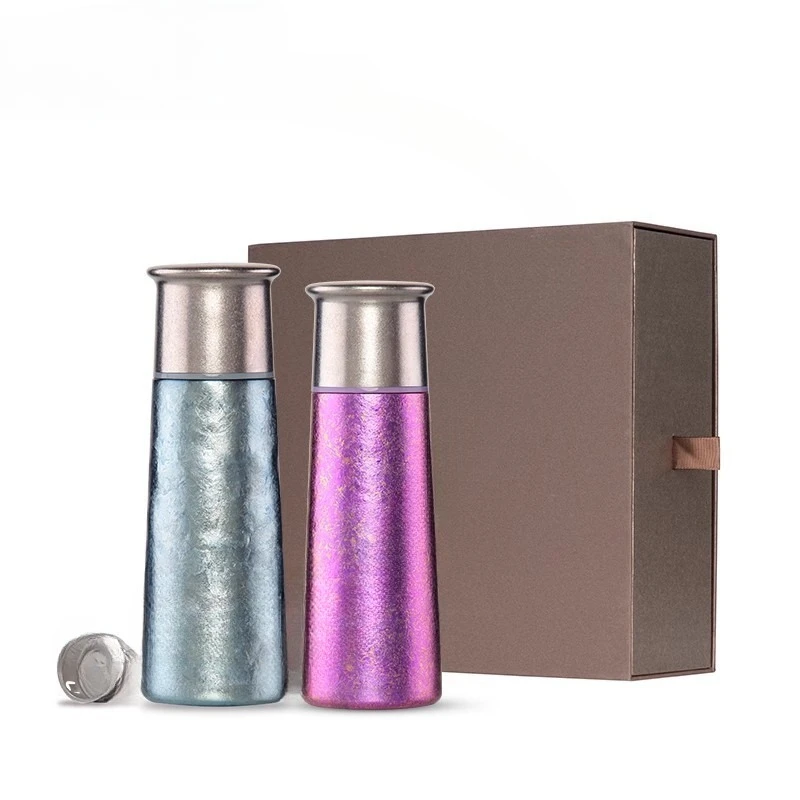 Pure titanium thermos cup, teacup couple limited gift box set Valentine's Day gift for wife practical