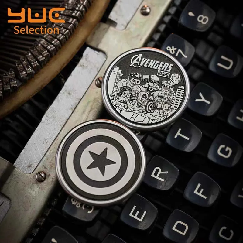 YUC ACEdc Theme Haptic Coin Fidget Toys Ppb Milk Cover Metal Decompression Toy Stress Relief Fingertip Snap Coin Fidget Slider