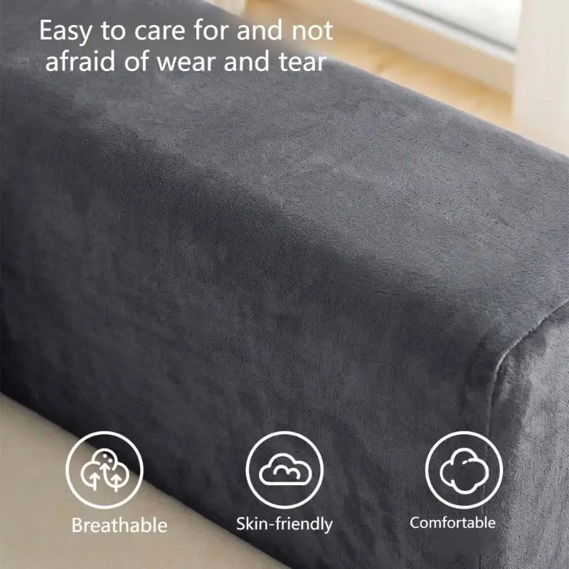 Pair Of Antislip Stretch Sofa Arm Covers For L Sectional Recliner Couch Machine Washable Fabric, Soft Thicken Armrest Covers