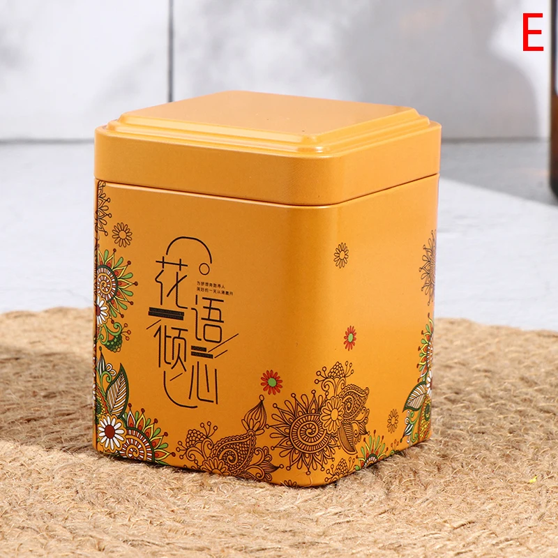 Exquisite Tea Sealed Box Kitchen Storage Container Jar Tin Square Can Candy Tinplate Vintage Multipurpose Dry Material Food Cans