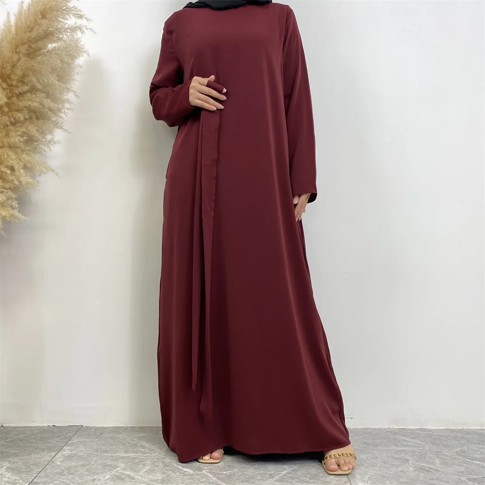 عباية إسلامية موضة جديدة فستان ساخن تركيا العربية دبي رداء بلون سادة مع جيوب فستان نسائي طويل 64