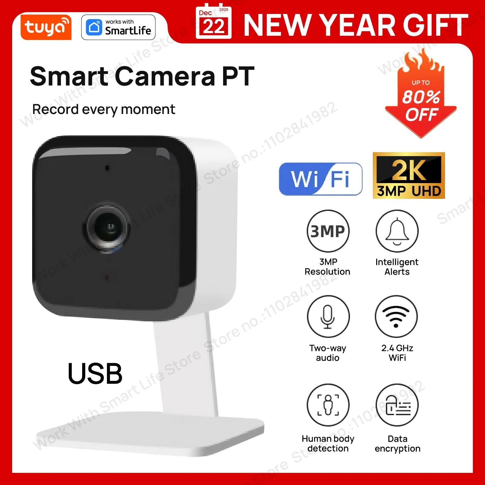 Caméra de sécurité domestique intelligente Tuya 2k UHD, caméras de Surveillance intérieures 2.4G pour chien et chat, moniteur pour bébé | Expédition officielle Tuya