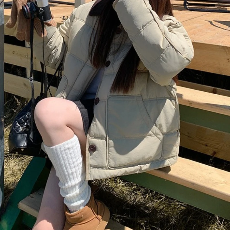 2025 Winter Short Loose Korean Zipper Women's Casual Cotton-padded Jacket