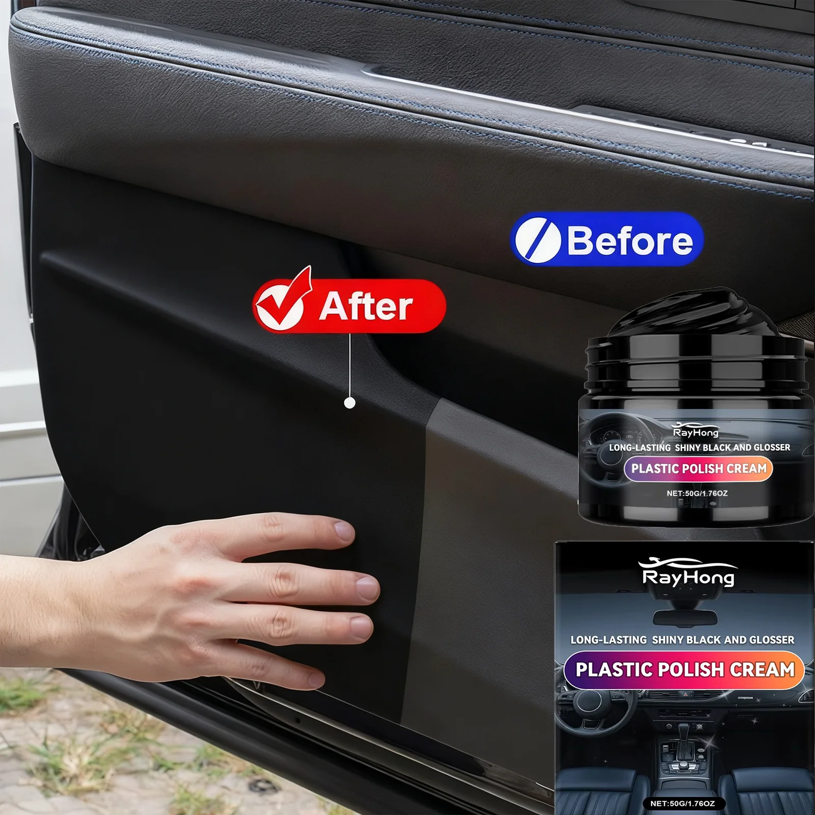 

Rayhong автомобильная паста для ухода за пластиком, полировальный блестящий очиститель, кристаллическое покрытие, крем для ухода за автомобильными пластиковыми деталями