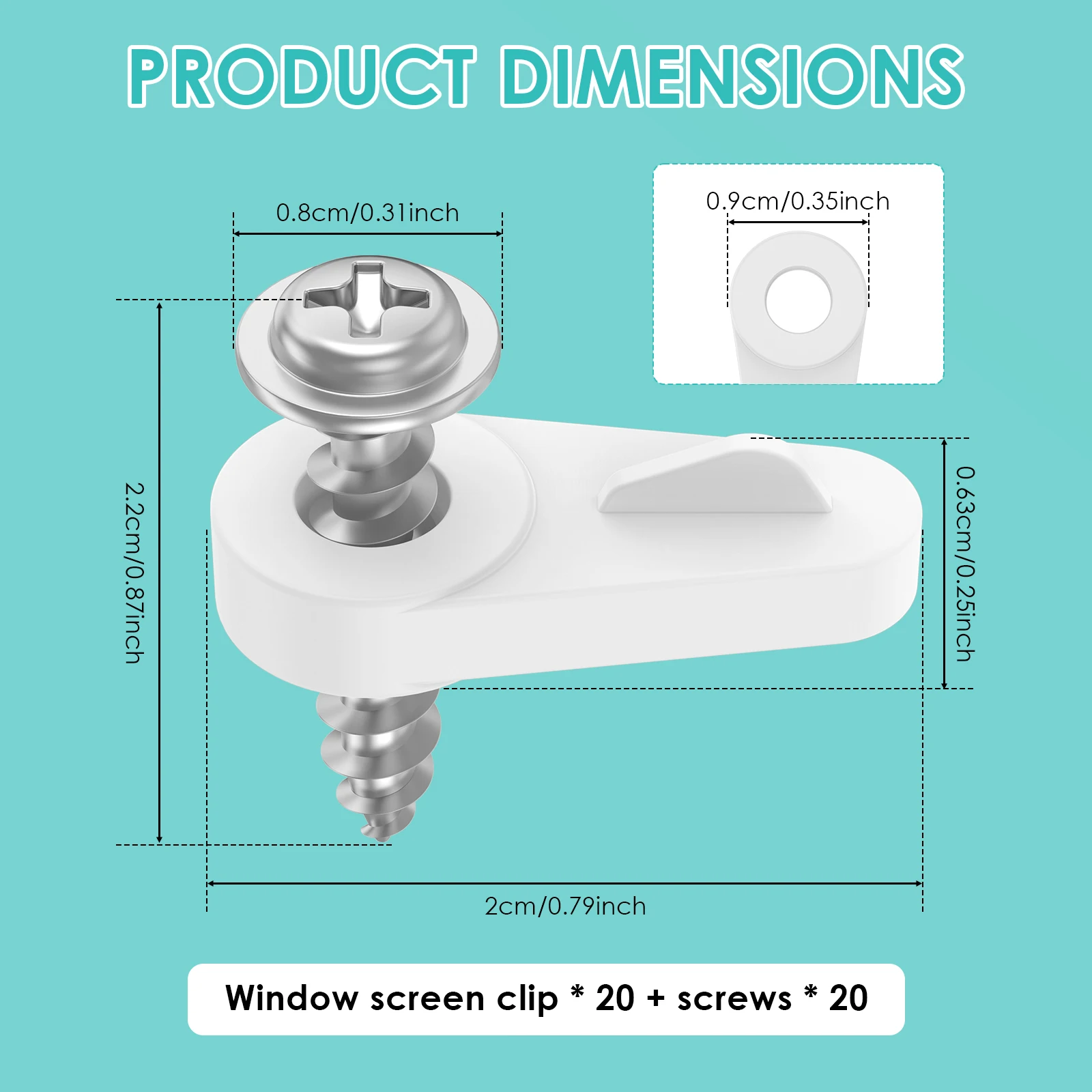 20/40PCS Window Screen Retainer Clip with Screw Durable Plastic Mesh Fixing Screen Clamps Anti-slip Design for Secure Fastening