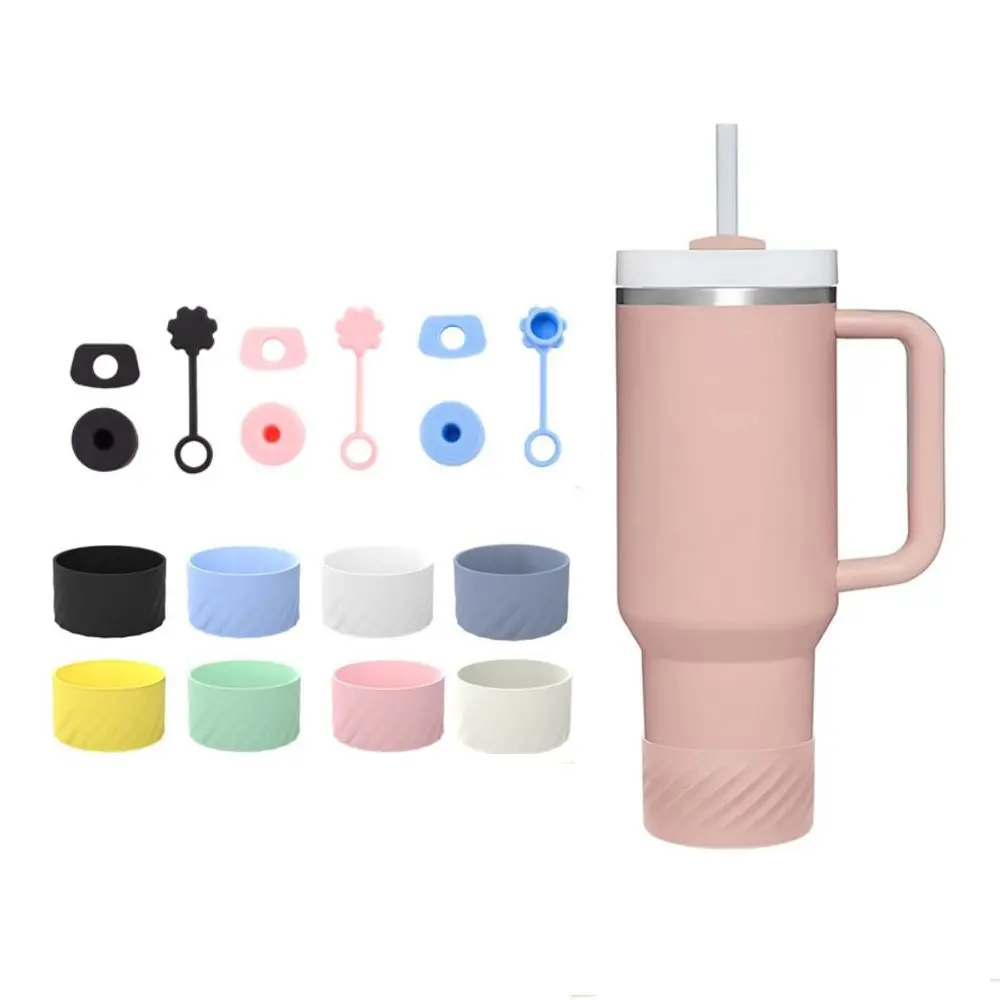 7.5cm Soft Silicone Bottle Pad Bottom Sleeve Spill Proof Stopper Anti-Slip Straw Cap for Stanley Iceflow 40oz/Hydroflask 12-24oz