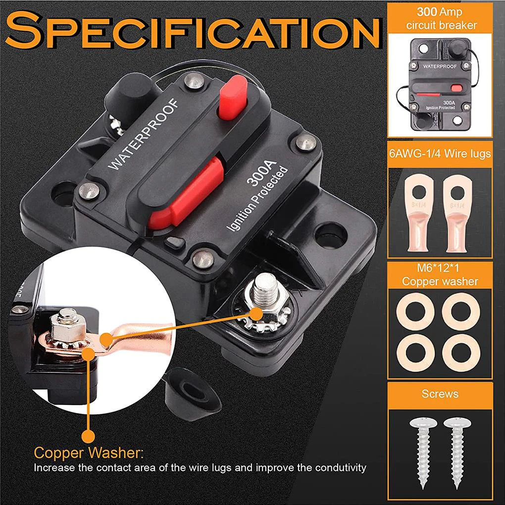 Interruptor de circuito para sistemas eléctricos, fusible de reinicio de 12-48V que permite la desconexión rápida de los circuitos en caso de emergencia, con potencia 30A 40A 50A 60A 70A 80A 100A 120A 150A 200A 250A 300A amperios, impermeable, adecuado para coches y barcos