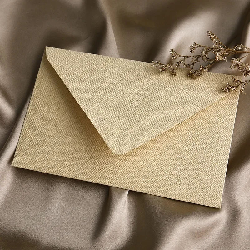 Vintage Linen Envelopes with Lacquer Seal Retro Wedding Invitation Card Cover Gift Wrap Envelopes DIY Wed Stationery Supplies