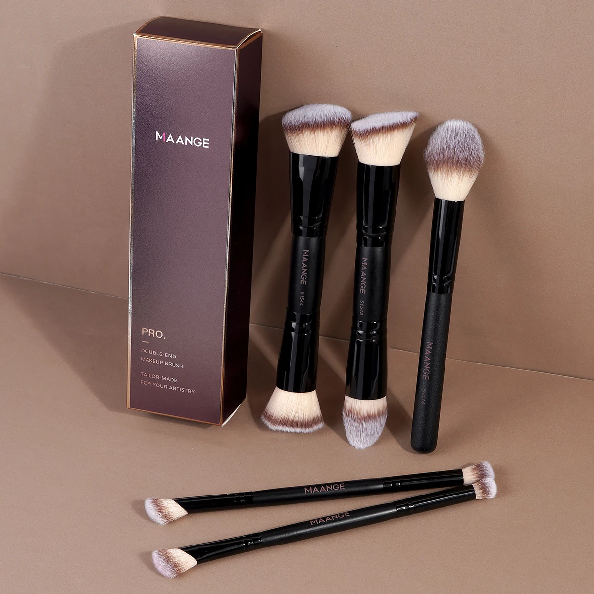 MAANGE فرش ماكياج 5 قطعة الوجه المزدوج الرأس شطبة تفتق الأساس كونتور مسحوق عينيه فرش مجموعة أدوات التجميل للمبتدئين #1