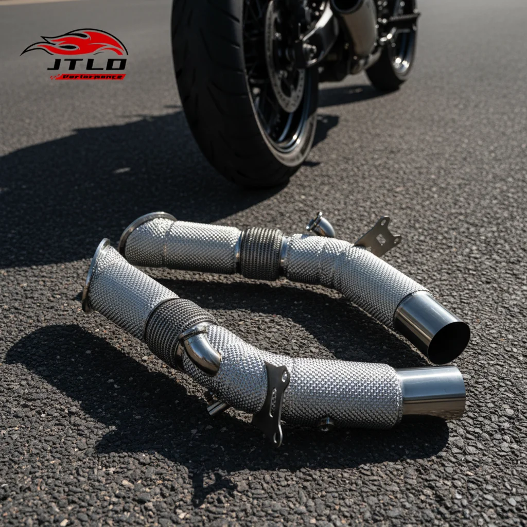 JTLD Stainless Steel Exhaust Downpipe for Ferrari SF90 Straight Pipe with Heat Shield