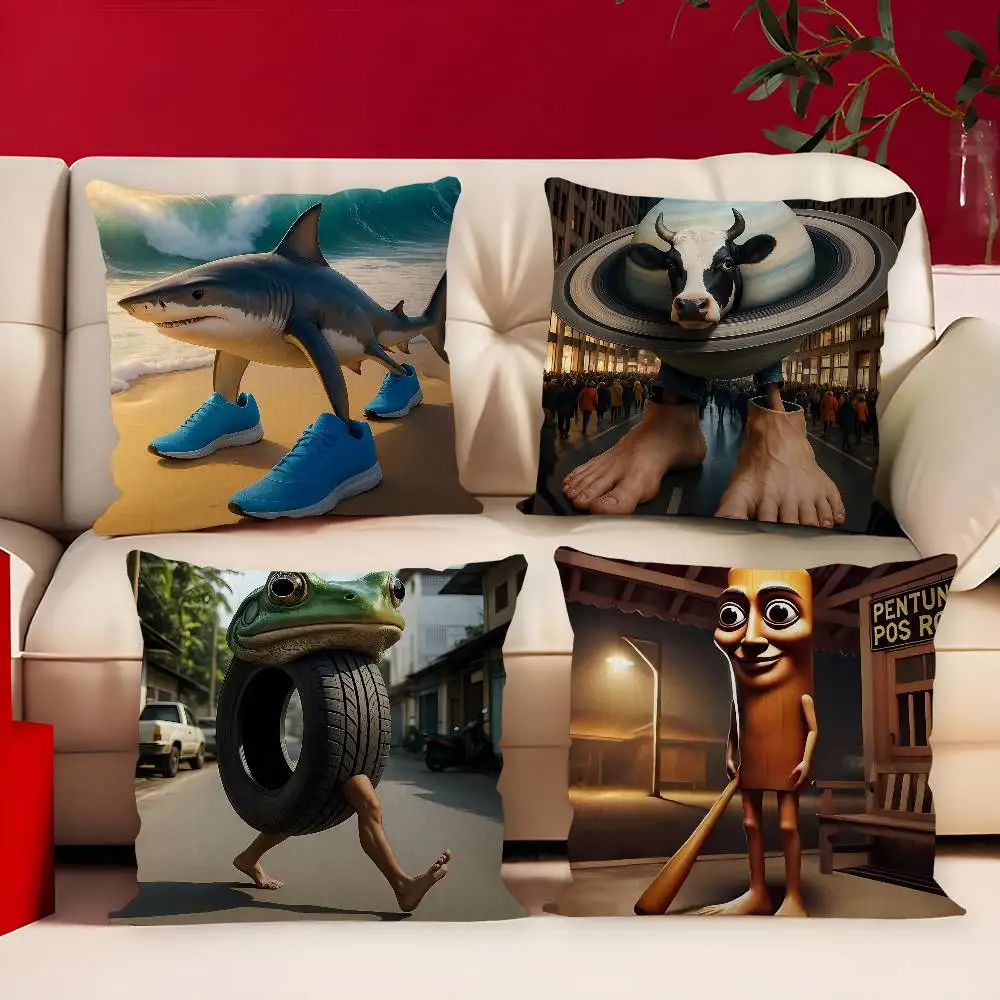Italian brainrot Animal Tralalero Maple Design Cushion Cover Happy Autumn Harvest decor Holiday Decorati Pillow Cover