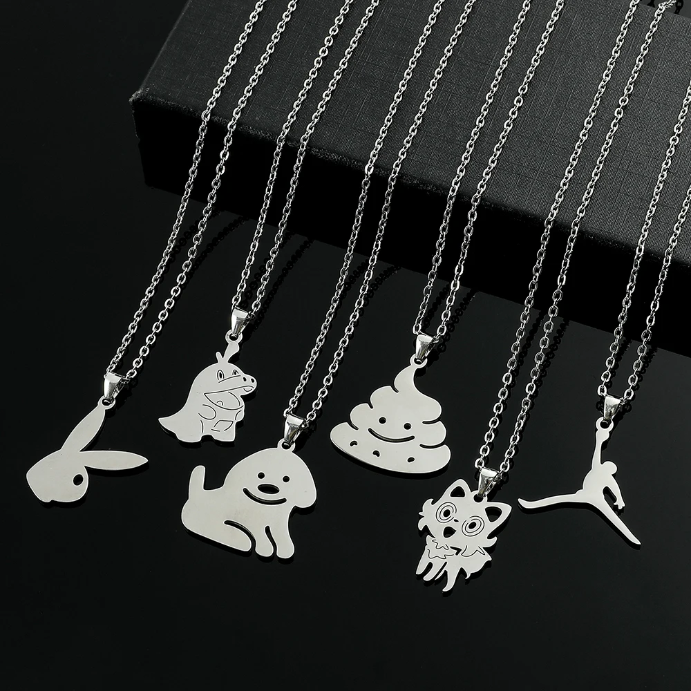 مجموعة قلادة على شكل حيوانات غريب الأطوار - قلادة على شكل قطة/كلب/ديناصور، هدية مجوهرات مرحة للبالغين، إكسسوارات لطيفة لمحبي الحيوانات الأليفة