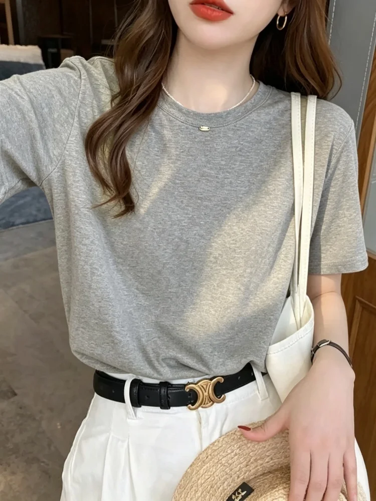 Slim Fit round Neck Short Sleeve T-Shirt Women's Base Shirt Inner Wear Light Weight Summer New 2026 Style Korean Version