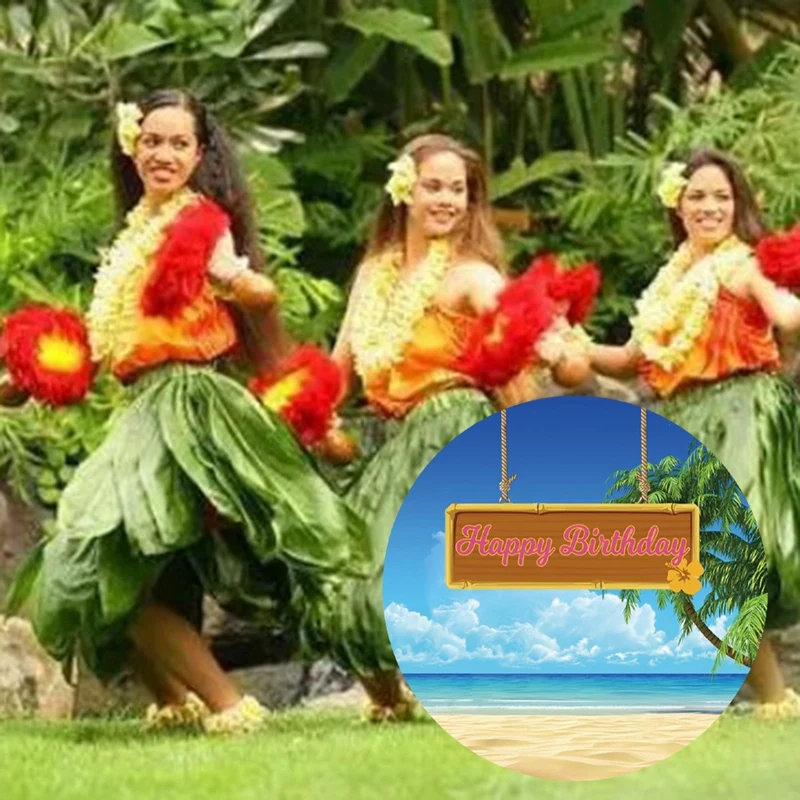 100 سنتيمتر القطر هاواي التزلج شاطئ لوازم الحفلات ستارة مستديرة خلفية القماش صور التصوير الدعائم دائم ، E