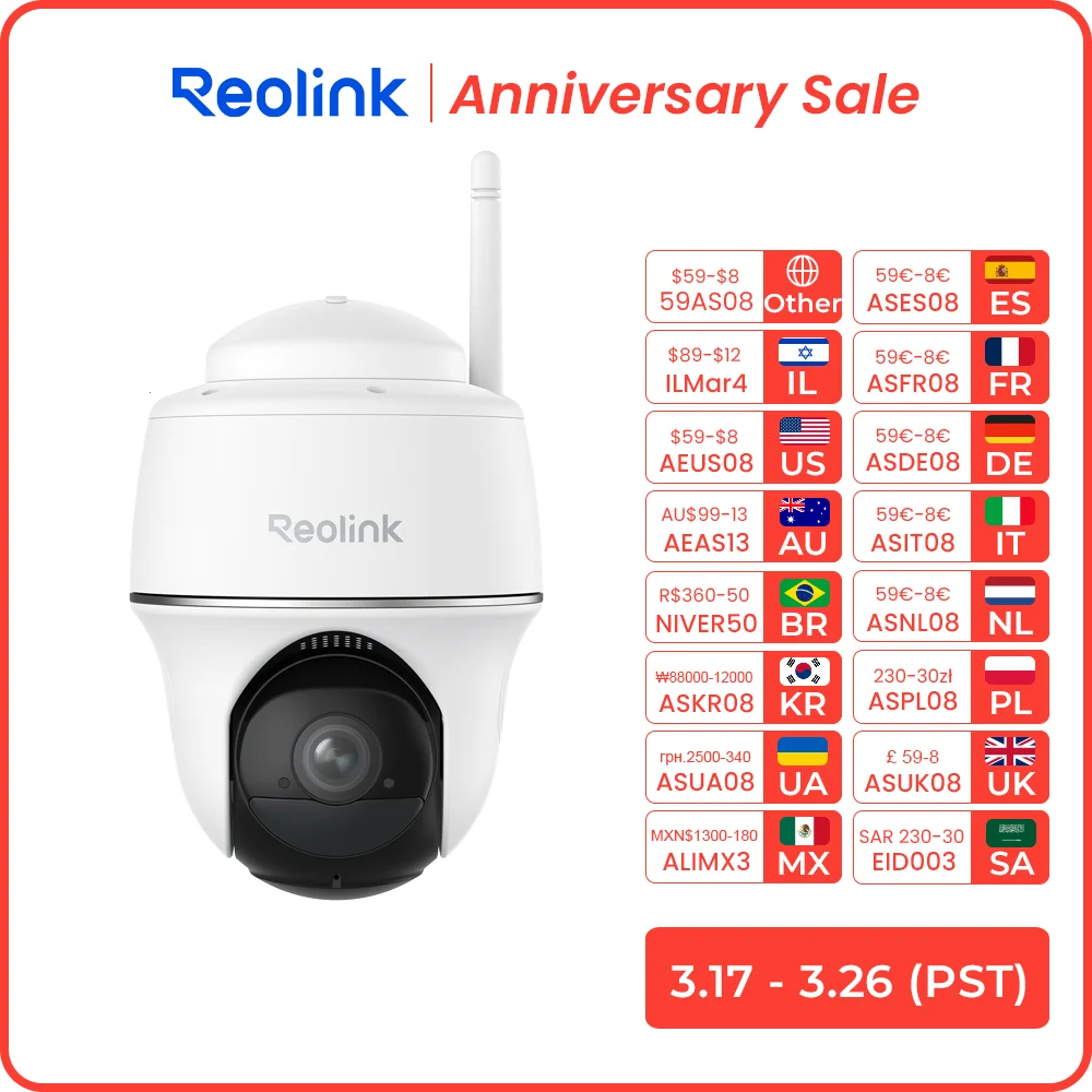 

Reolink Argus PT 3MP WiFi Security Camera Outdoor Solar/Battery Powered IP Cam Wireless Pan Tilt Surveillance Cameras