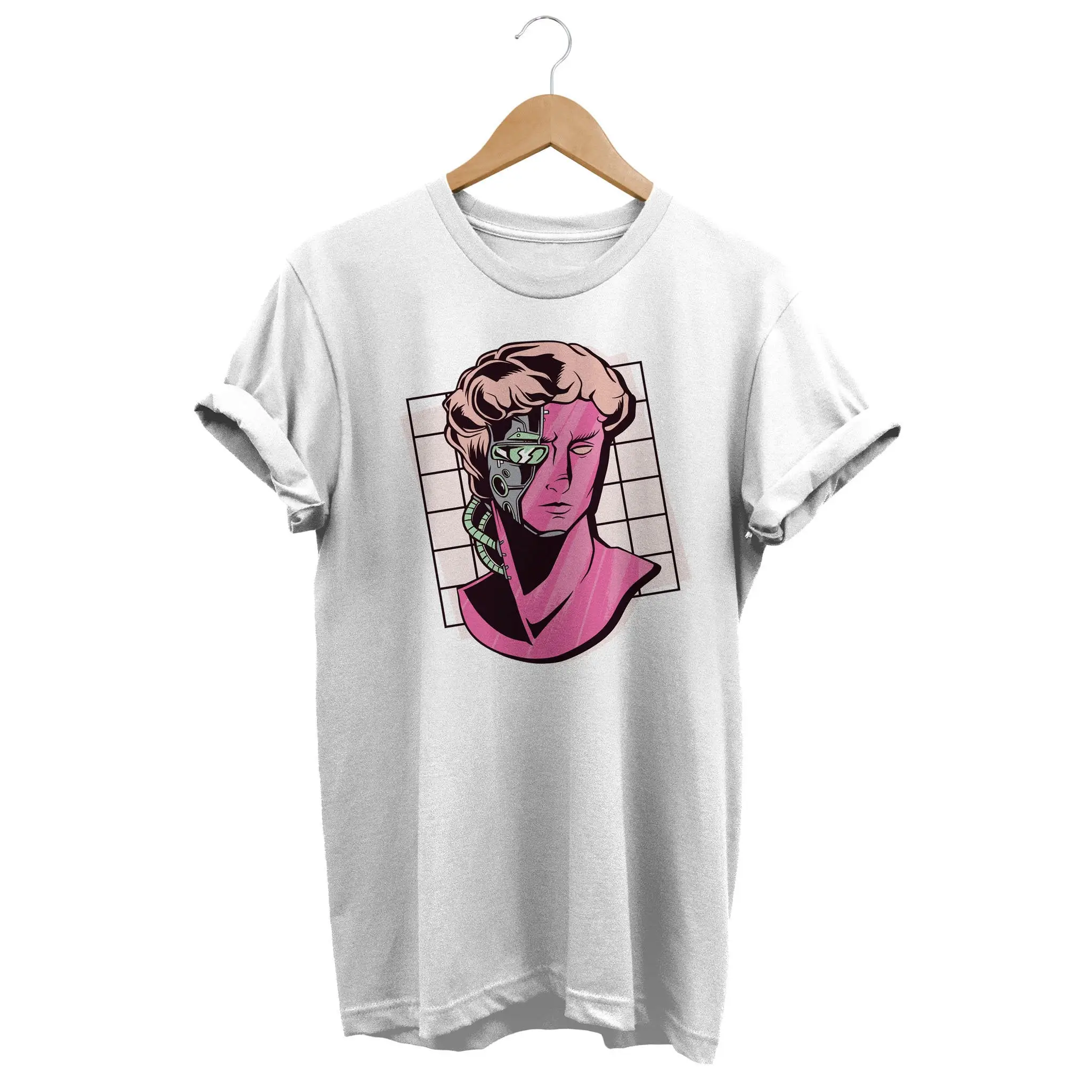 Vaporwave Cyborg T Shirt David Statue Pastel Aesthetic Retrowave Clothes Kleidung Japan Street Wear Grunge Clothing eboy e girl