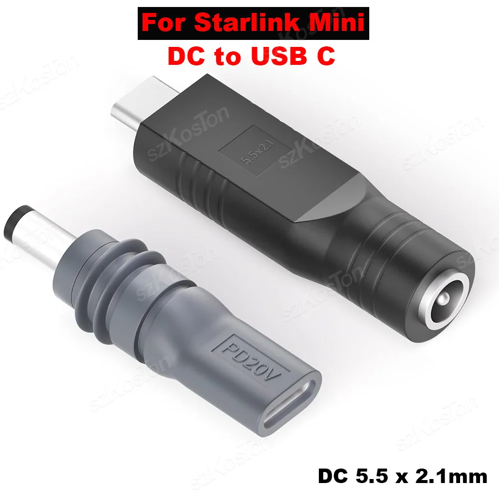 

Кабель-адаптер питания 2 шт. (2 шт.) для Starlink Mini: с разъемом DC (гнездо) на USB-C (штекер) для использования на улице и в кемпинге