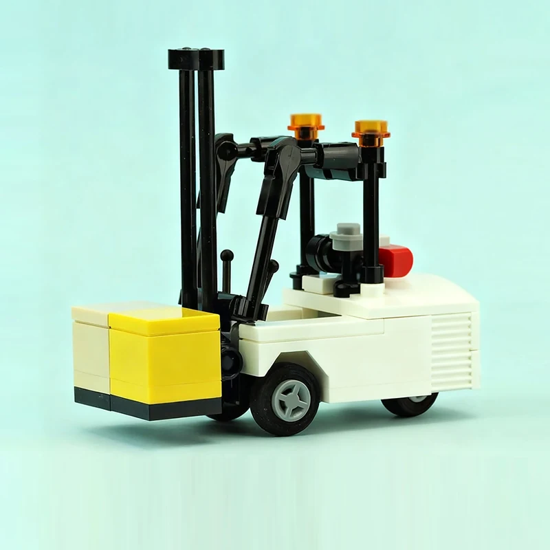 City Car Model MOC Building Bricks White Forklift Moving Loader Modular Technology Children Holiday Gifts Assemble Toys Suit
