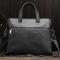 Man Briefcase Business Genuine Leather Casual Handbag Cowhide Travel Bag Laptop Computer Shoulder Crossbody Package Storage Pack