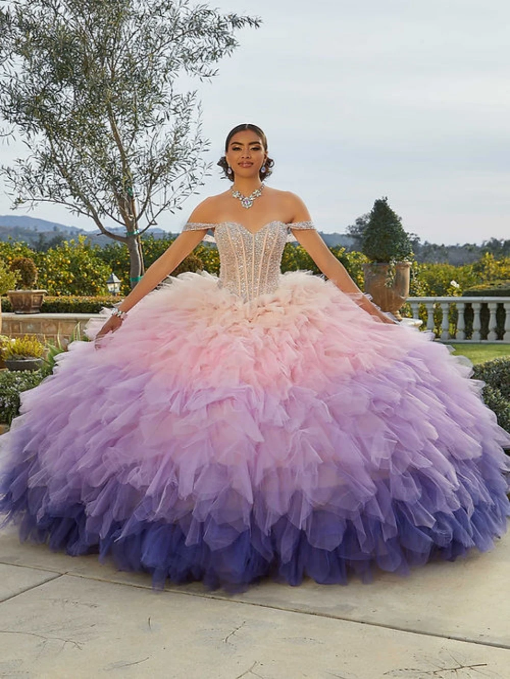 Vestido de casamento gracioso fora do ombro, Vestido de noiva brilhante lantejoulas, Vestido de baile clássico Gradiente