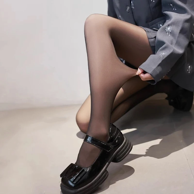Fashion High Elastic Fleece Pantyhose Woman Translucent High Waist Tights Basic Black Casual Tight Socks Thin Warm Daily Wearing