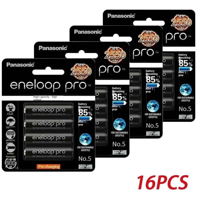 100% Panasonic Eneloop Originele Batterij Pro AA 2550mAh 1.2V NI-MH Camera Zaklamp Speelgoed Vooraf Opgeladen Oplaadbare Batterijen
