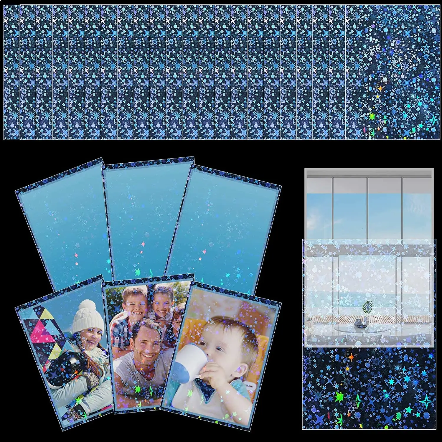 

100Pcs Tarot Foil YGO Little Star on both sides Laser Clear Sleeves Korea Idol Photo Holographic Protector Trading Card Cover