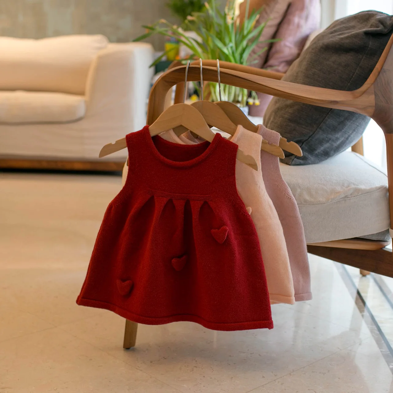 2026 New Spring Kids Knitted Dress 1-5T Loose Korean Children Pinafore Dress Sweet Solid Color Girls Sleeveless Dress