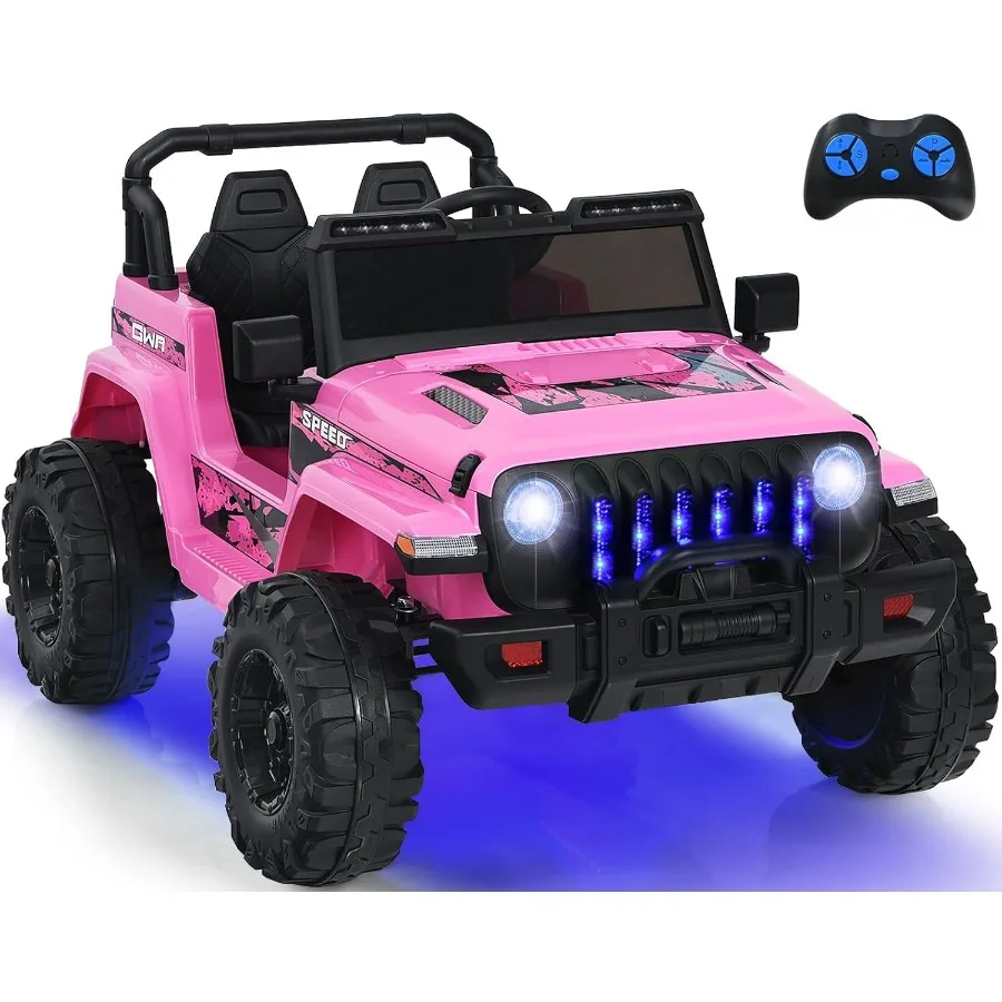 부모님 리모컨이 있는 12V 배터리 전동 트럭 자동차, 3단 속도, 블루투스 음악 라디오, LED 조명 포함
