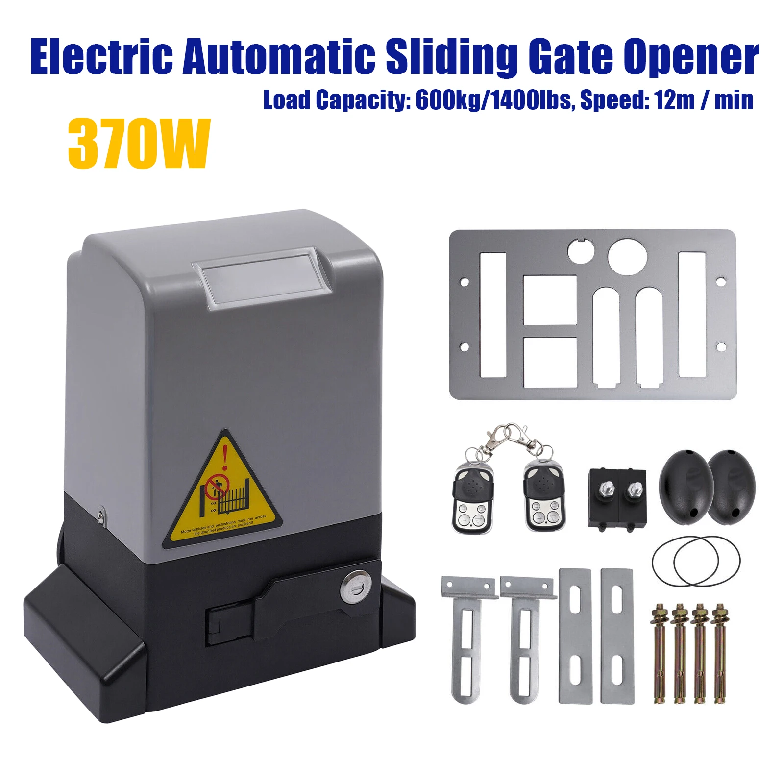 370W 600KG Electric Sliding Gate Opener Driving Gate Operator Automatic Motor Driveway Security Kit with Remote Control