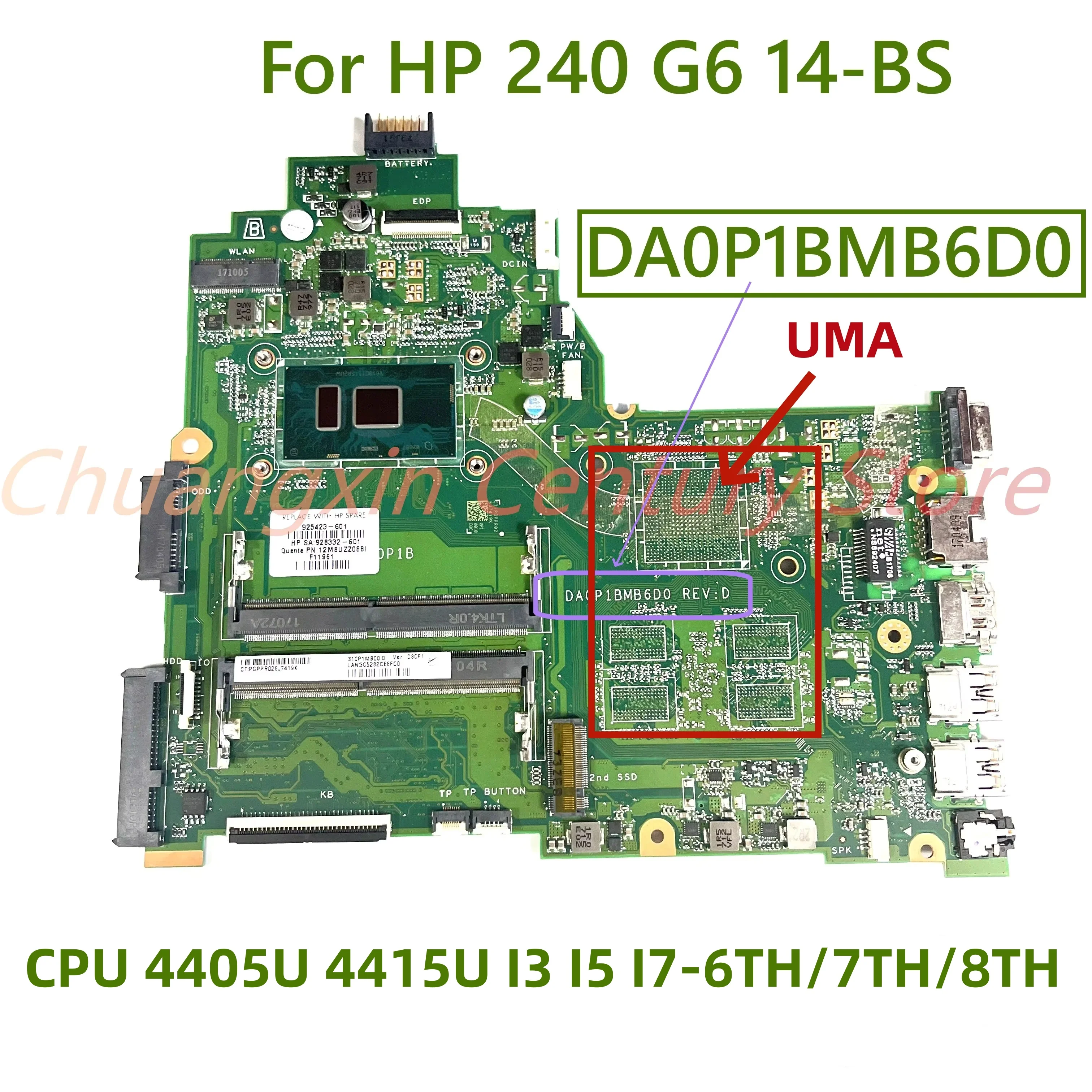 placa-base-da0p1bmb6d0-para-ordenador-portatil-hp-240-g6-14-bs-con-cpu-4405u-4415u-i3-i5-i7-6th-7th-8th-uma-100-probado-completamente-funciona