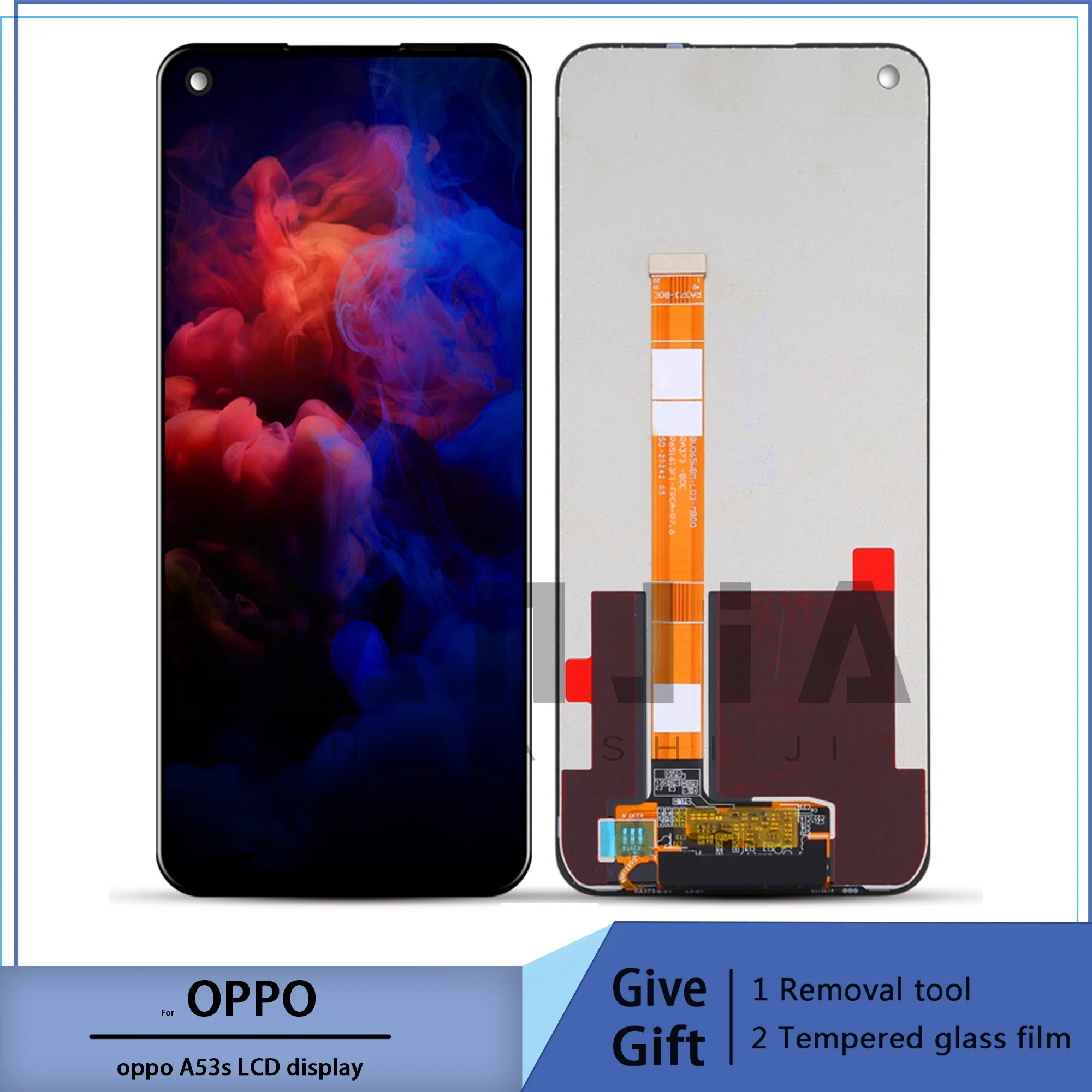 Display lcd para oppo a53s 2020, tela sensível ao toque de 6.5 polegadas, com moldura para substituição