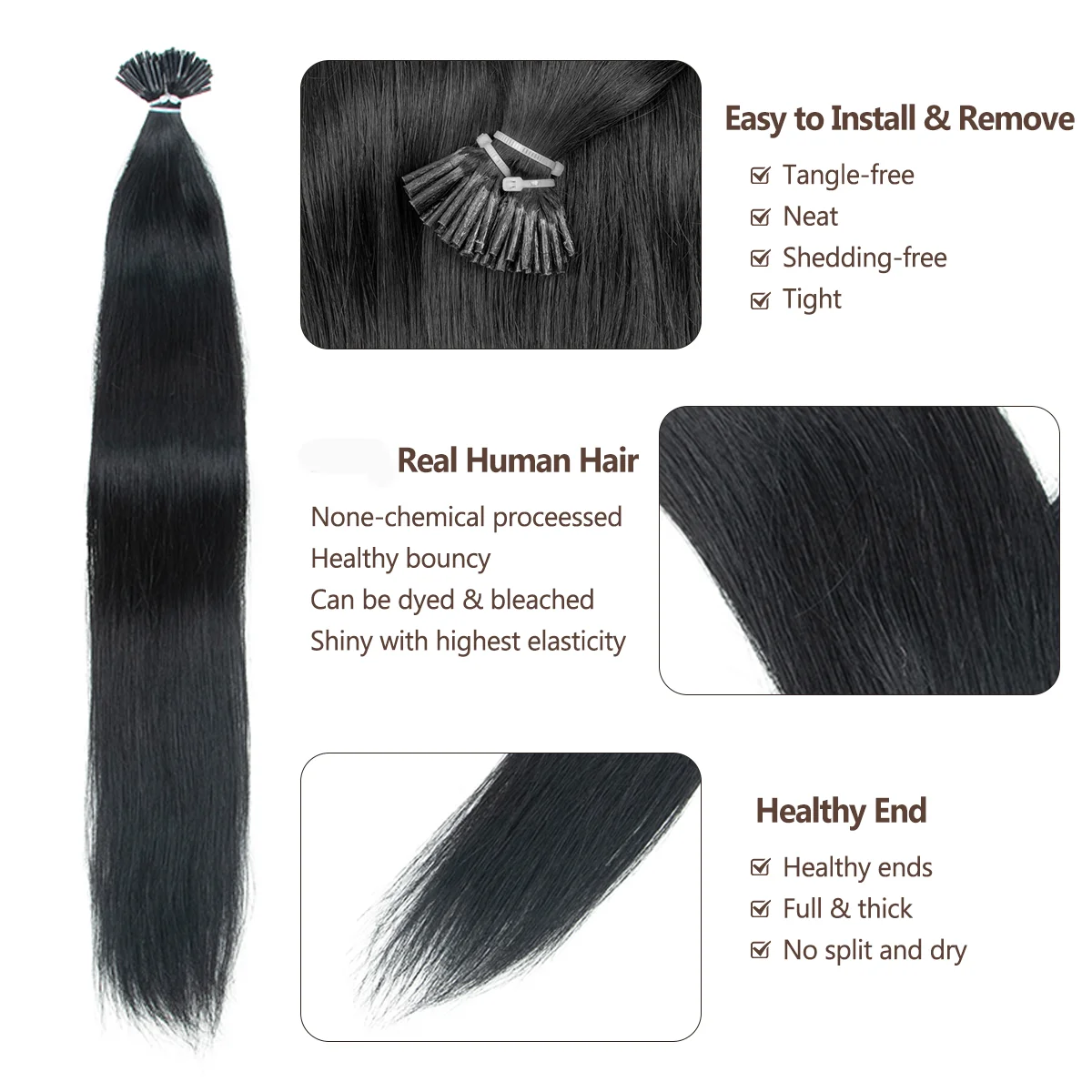 Stick I Tip Real Hair Extensions Remy Keratin 30G Pack Multiple Color Options Natural Straight 12 Inch To 20 Inch Full Head Design for Salon and Daily Hair Length and Volume Enhancement
